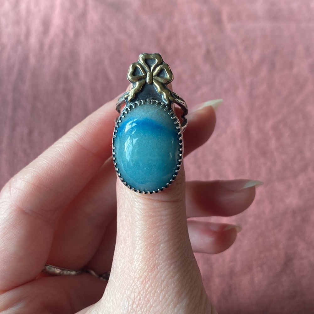 Sterling Silver and Trollite ring, size 6